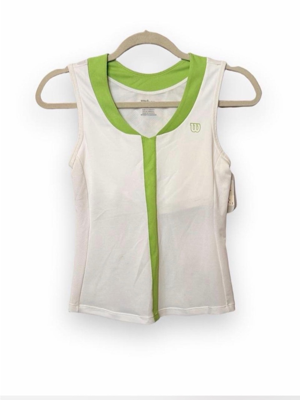 Wilson Tennis Top Women's Athletic XS White with Lime Green Trim at Neckline
